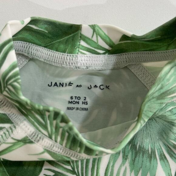 Janie and Jack Baby Palm Leaf Rash Guard Swim Set Size 6-12 Months Green - Picture 3 of 8